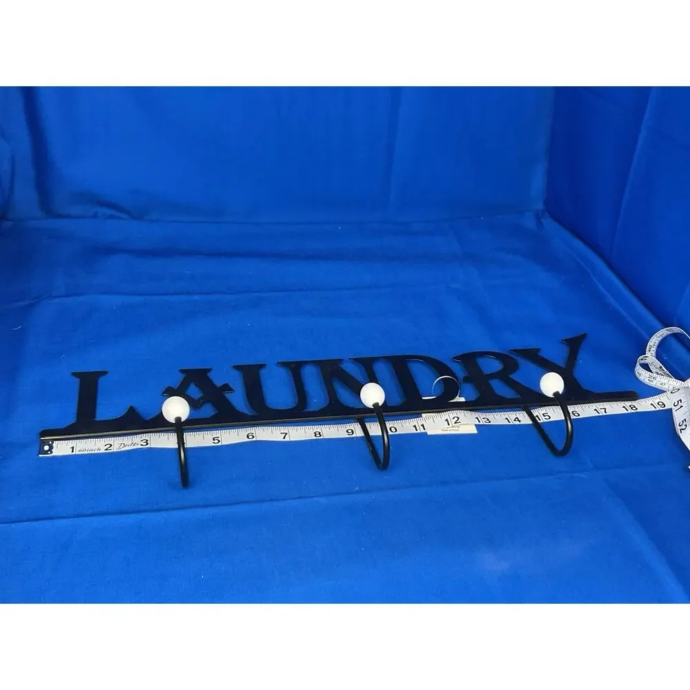 Decorative Laundry Wall Hook - Black Metal with White Ball Accents
